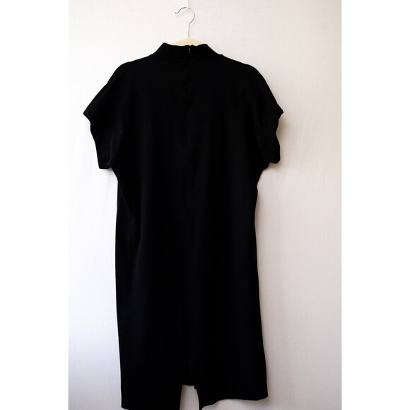 Vintage Around Town black short sleeve dress mock neck 10 short midi - Picture 2 of 5